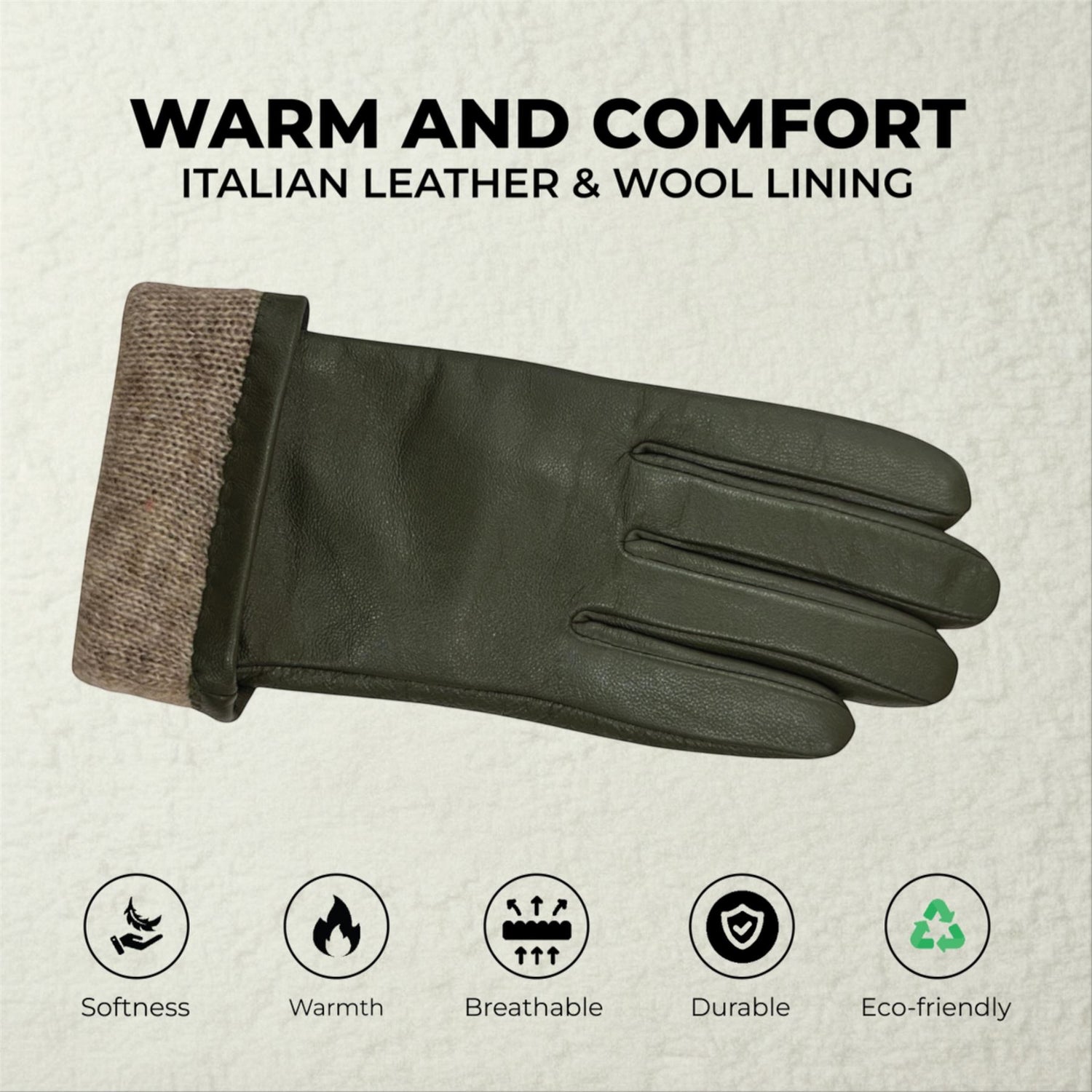 Womens Italian Leather Winter Bow Design Soft Wool Lining Gloves - L-GLV-401