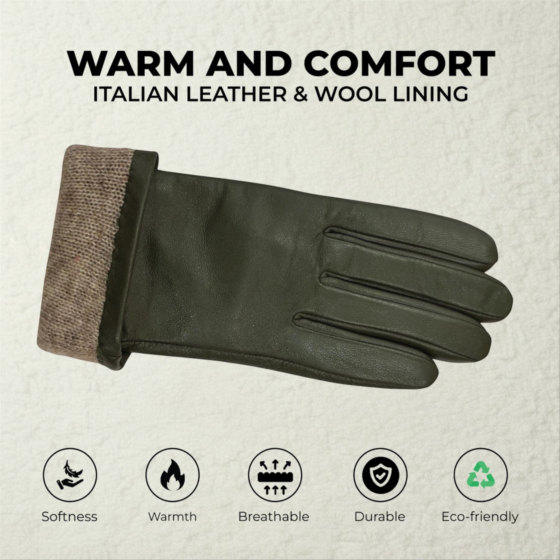 Womens Italian Leather Winter Bow Design Soft Wool Lining Gloves - L-GLV-401