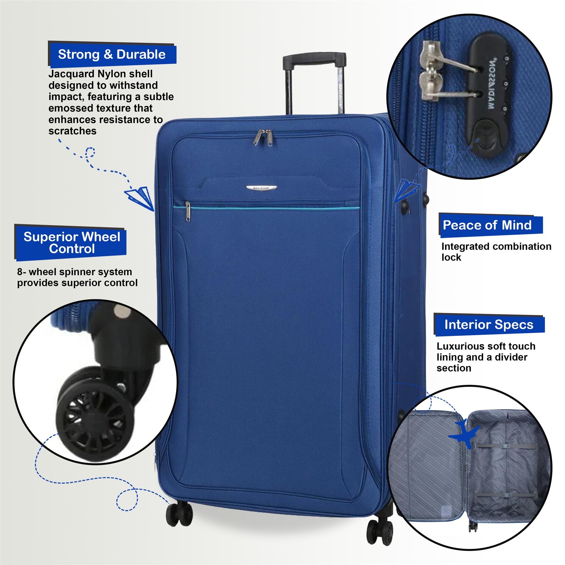Calera Extra Large Soft Shell Suitcase in Blue