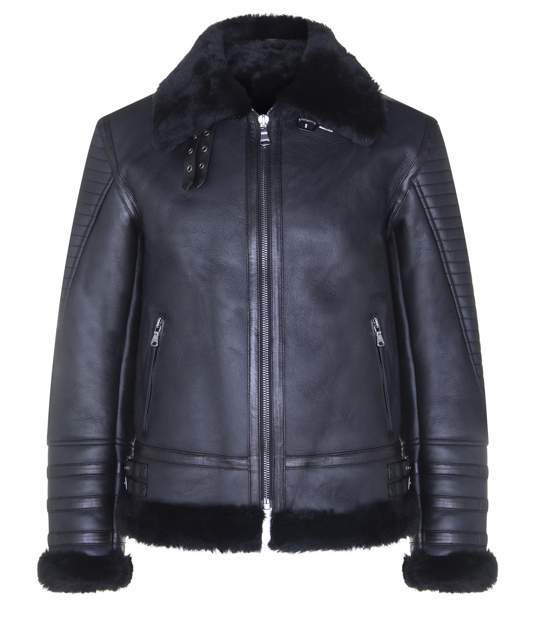 Mens Quilted Sheepskin Bomber Jacket-Horley