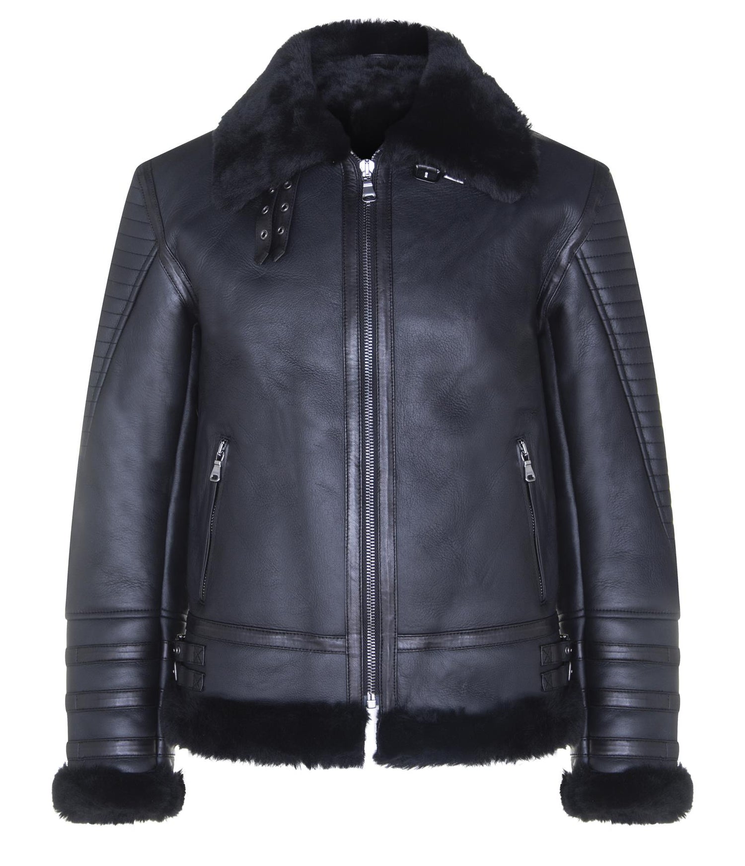 Mens Quilted Sheepskin Bomber Jacket-Horley