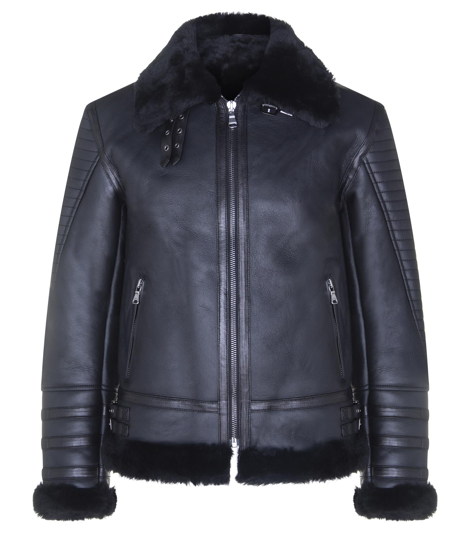 Mens Quilted Sheepskin Bomber Jacket-Horley