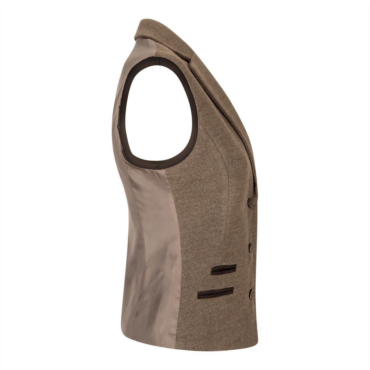 Womens Tweed 1920s Herringbone Light Brown Waistcoat