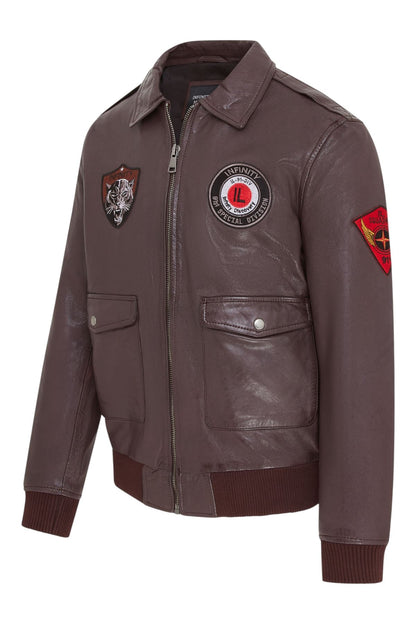 Men’s Leather Bomber G-1 Aviator Collar Jacket  - Maverick
