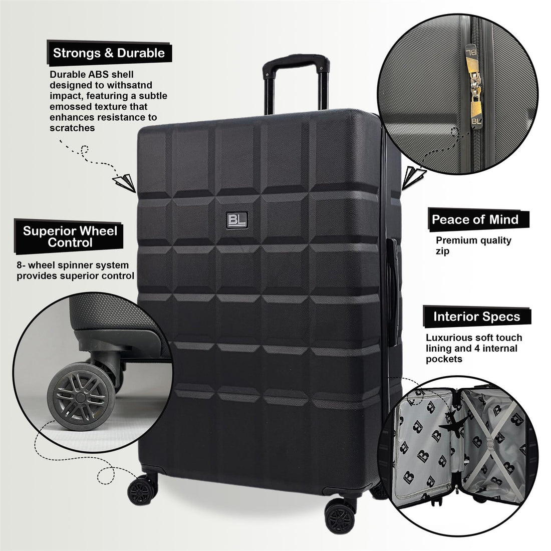 Coker Medium Soft Shell Suitcase in Black