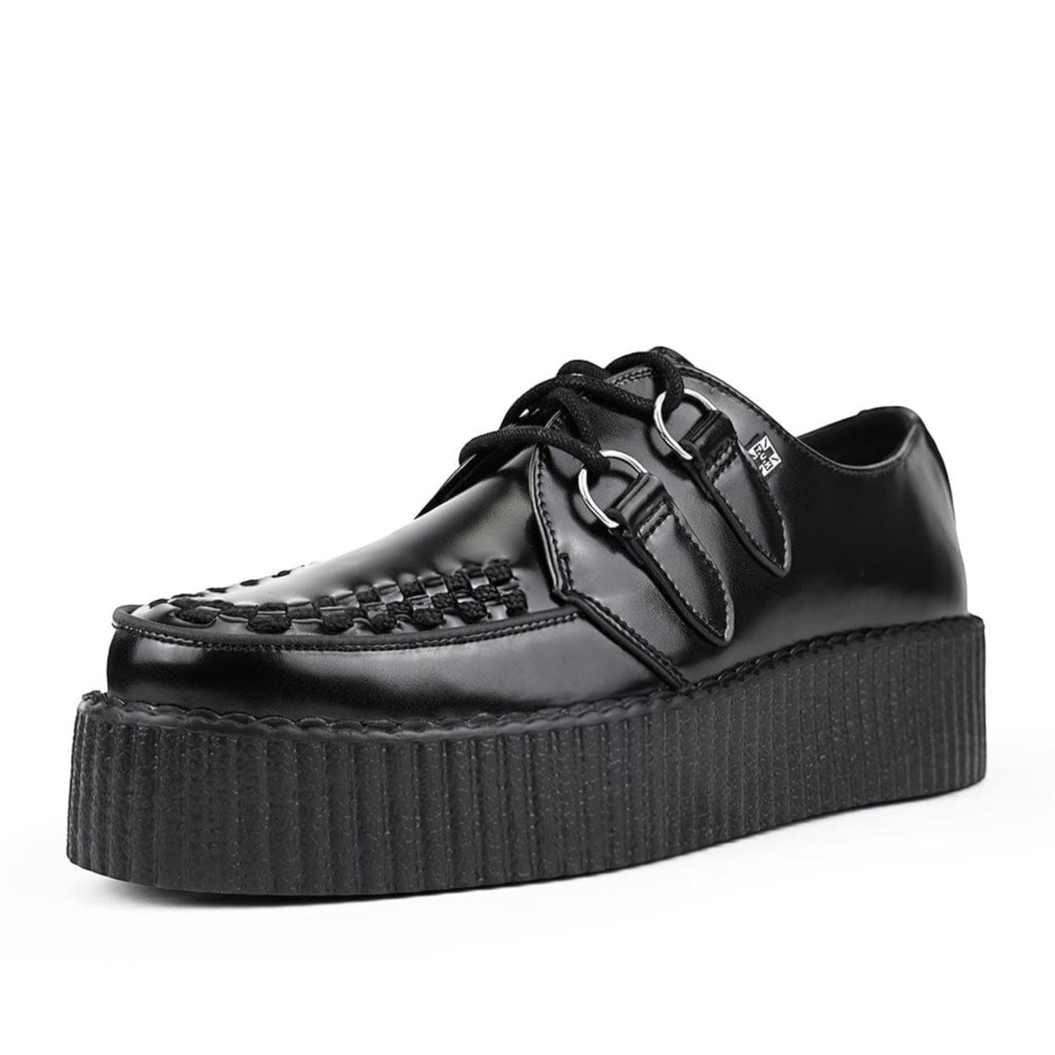 TUK Viva High Creeper Black Leather Platform Lace-Up Goth Shoes - AV6802