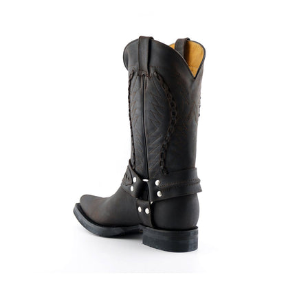 Grinders Mens Brown Leather Cowboy Boot-Galveston