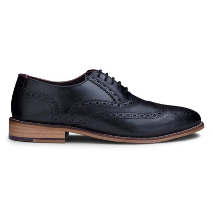 Mens Classic Oxford Black Leather Gatsby Brogue Shoes