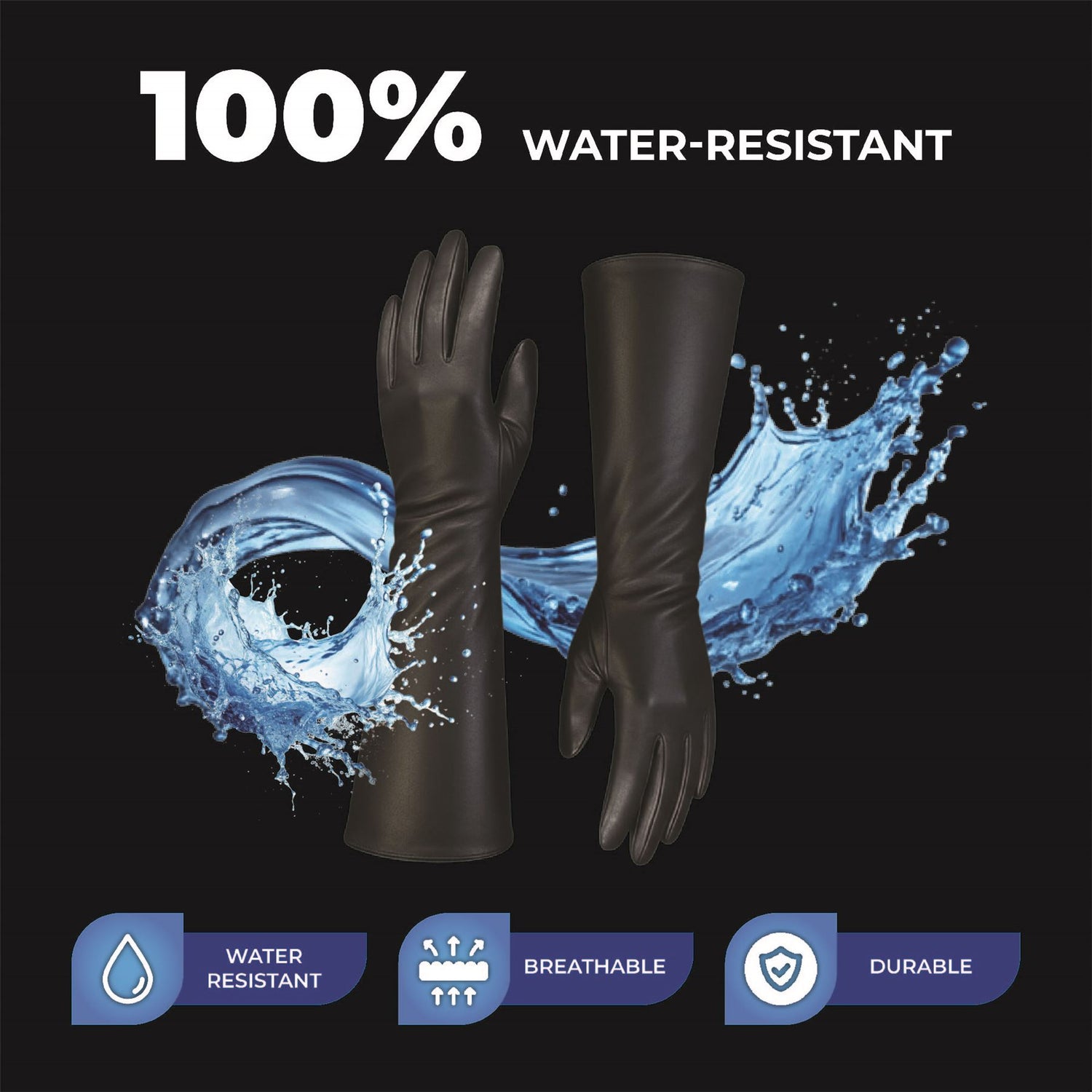 Womens Long Italian Leather Winter Soft Wool Lining Gloves