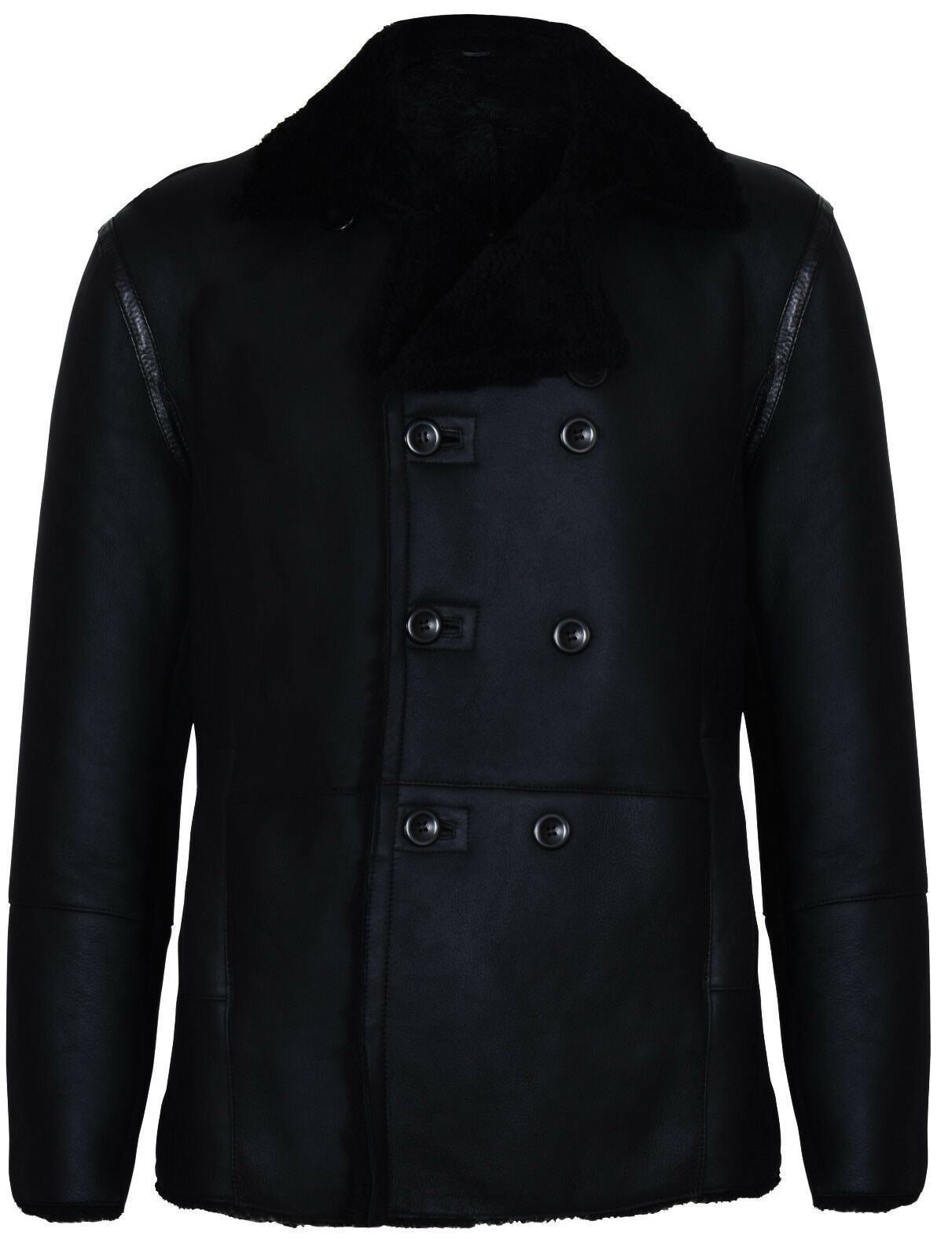 Mens Double Breasted Shearling Sheepskin Coat-Kington