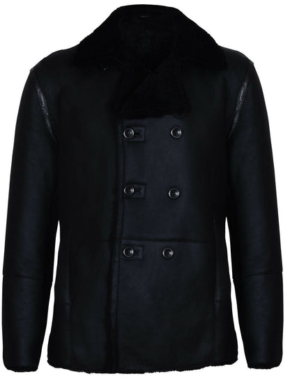 Mens Double Breasted Shearling Sheepskin Coat-Kington