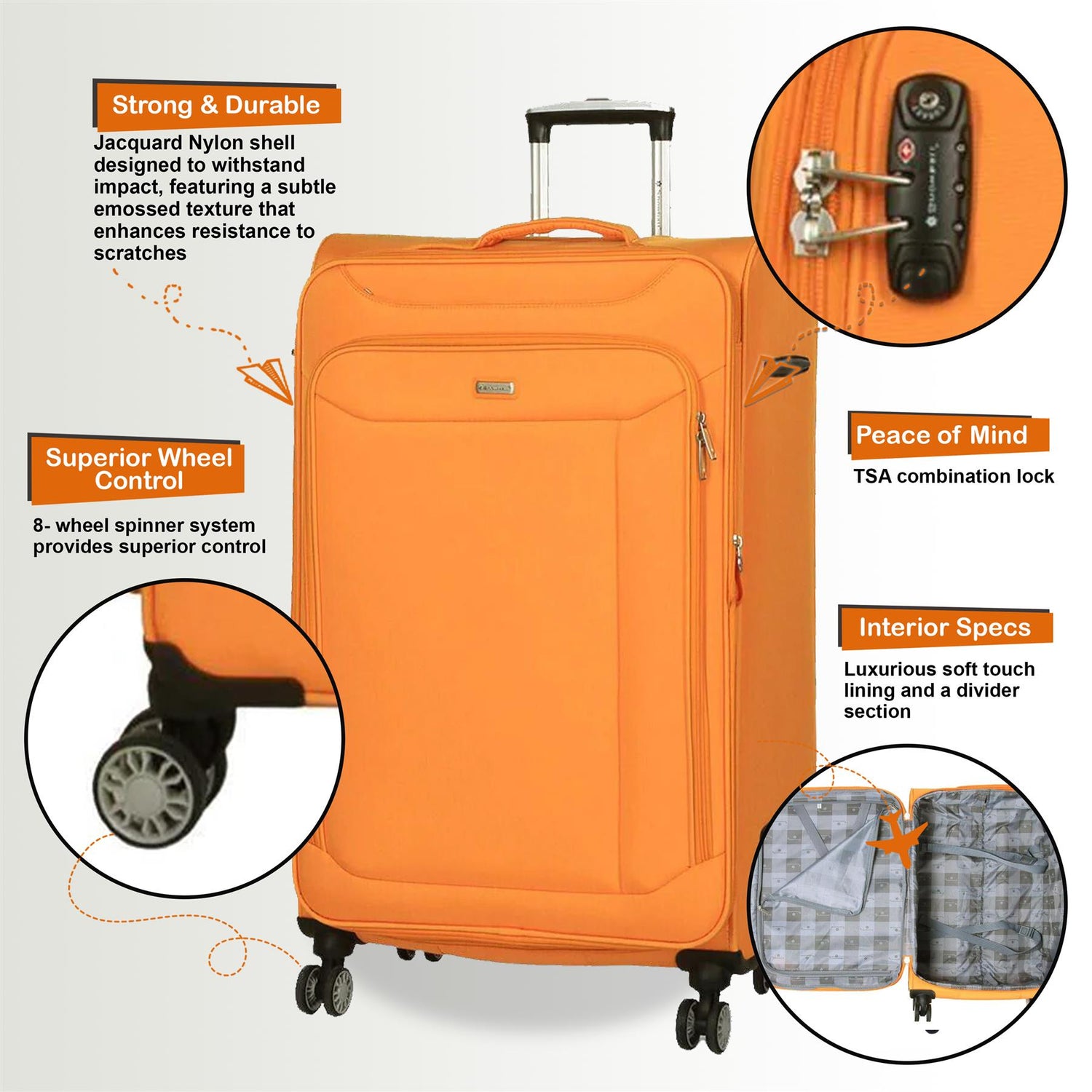 Centreville Large Soft Shell Suitcase in Yellow