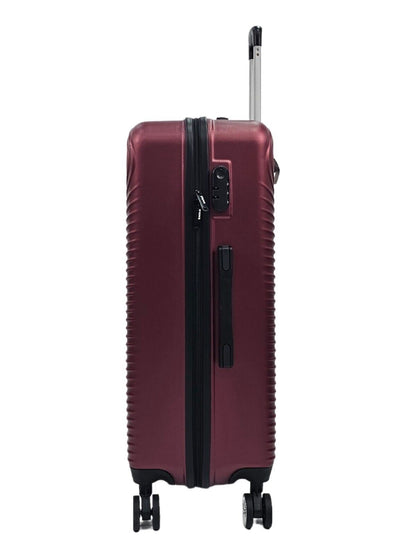 Hard Shell Burgundy Cabin Suitcase Set 8 Wheel Luggage Case Travel Bag