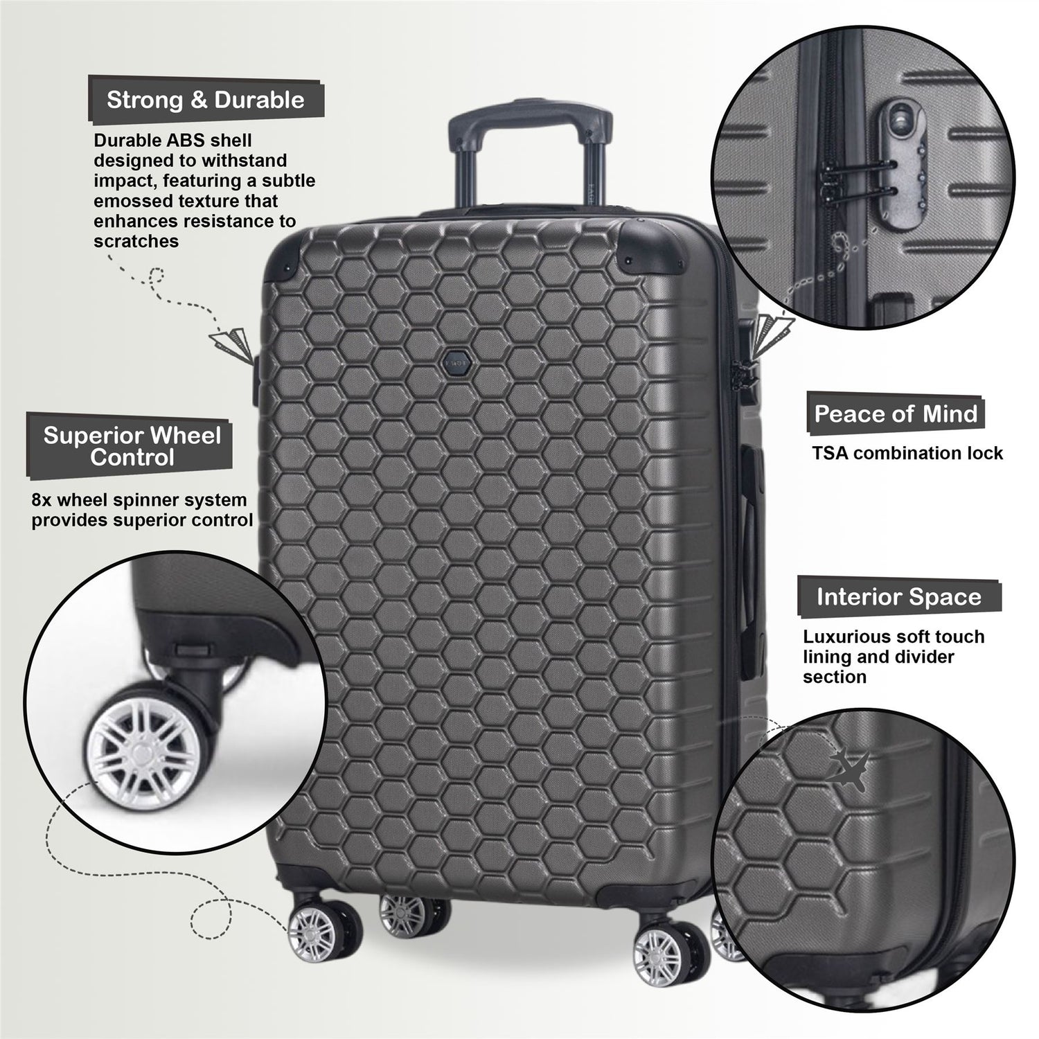 Noda Medium Hard Shell Suitcase in Charcoal