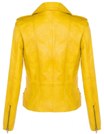 Womens Leather Brando Biker Jacket - Orlando