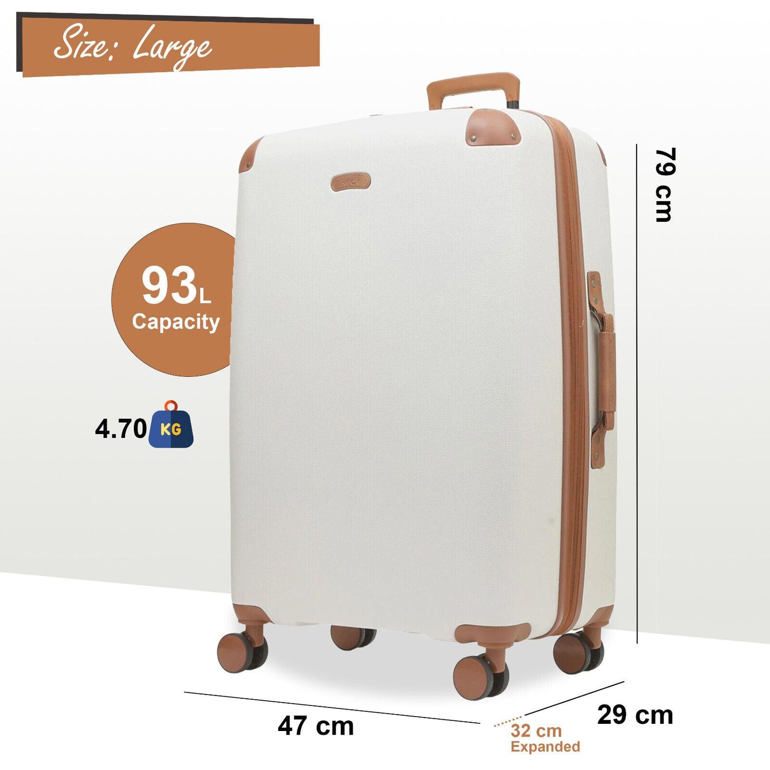 Anderson Large Hard Shell Suitcase in Cream