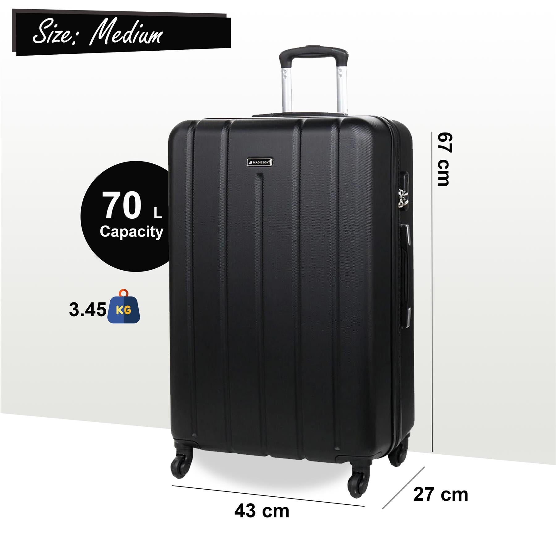 Castleberry Medium Hard Shell Suitcase in Black