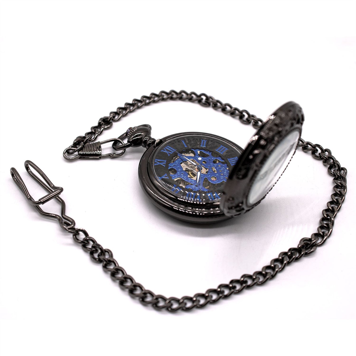 Vinatage Mechanical Alloy Skeleton Half Hunter Pocket Watch