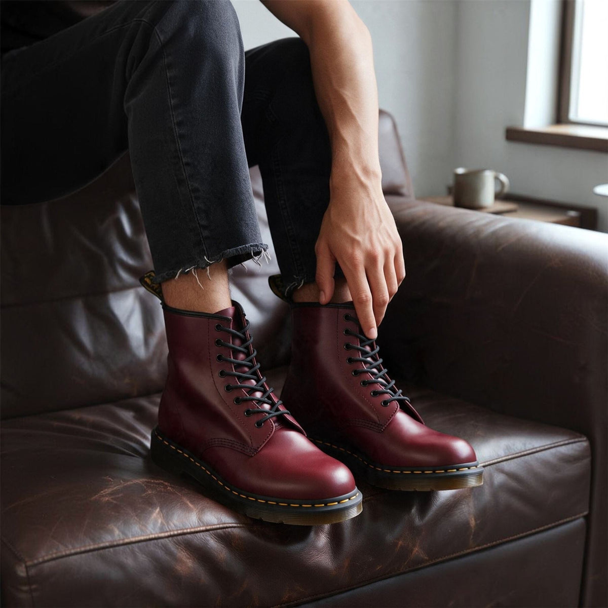 Dr Martens 1460 Cherry Red Leather 8-Eye Combat Boots - 11822600