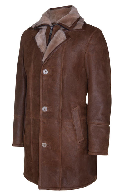 Mens Warm Sheepskin Leather Overcoat-Ilford