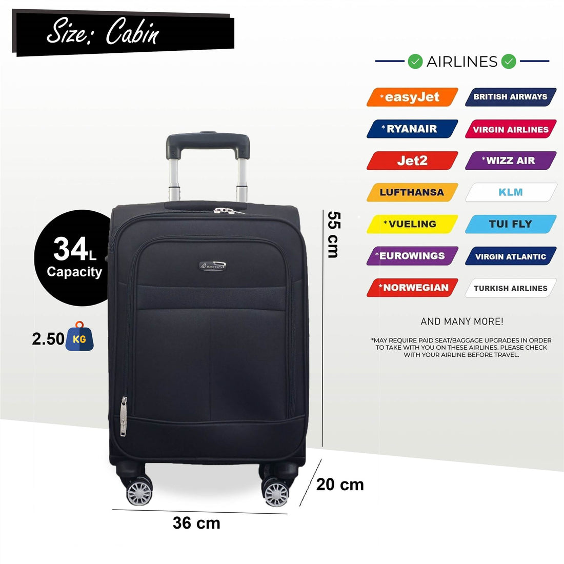 Forbes Cabin Soft Shell Suitcase in Black