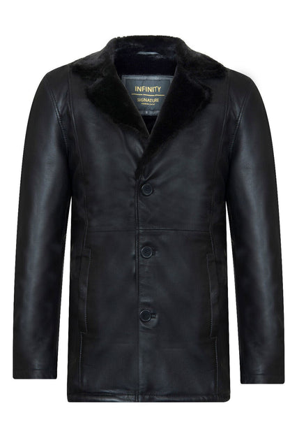 Mens Reefer Leather  Jacket - Tadcaster