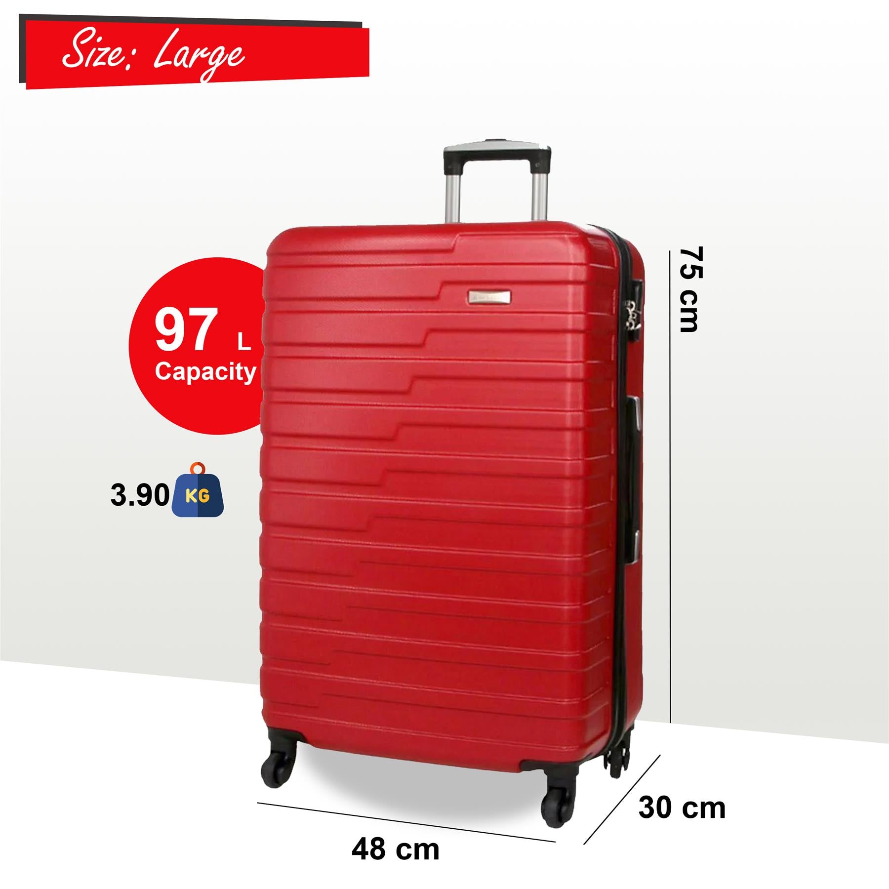 Crossville Large Hard Shell Suitcase in Red