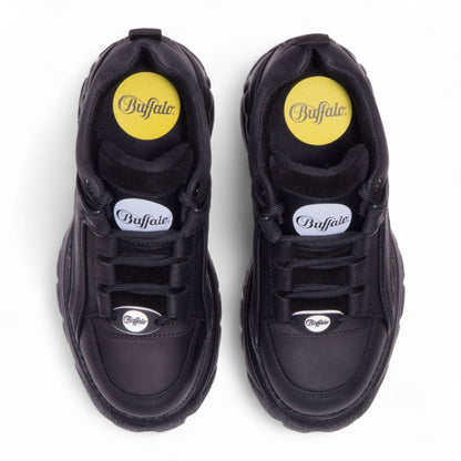 Buffalo Womens Black Leather Chunky Platform Fashion Trainers - 1339-14-2.0