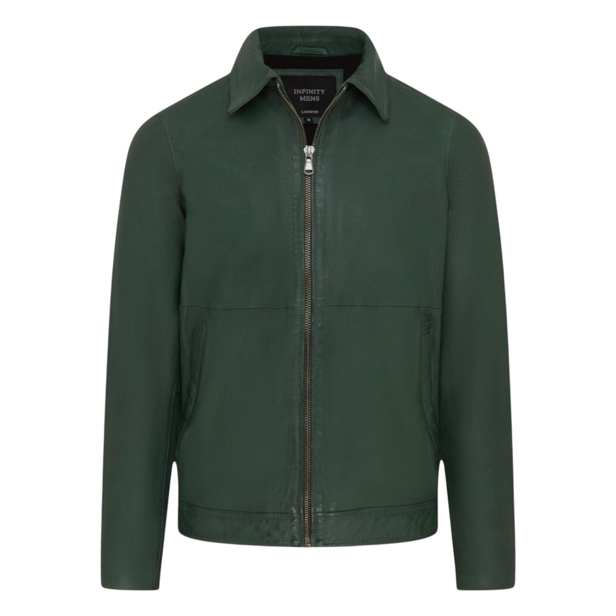 Mens Leather Harrington Collar Biker Jacket - Alpha