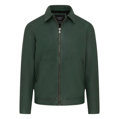 Mens Leather Harrington Collar Biker Jacket - Alpha