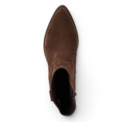 Tamaris Women’s Brown Suede Leather Cowboy Western Ankle Boots - 25702-41
