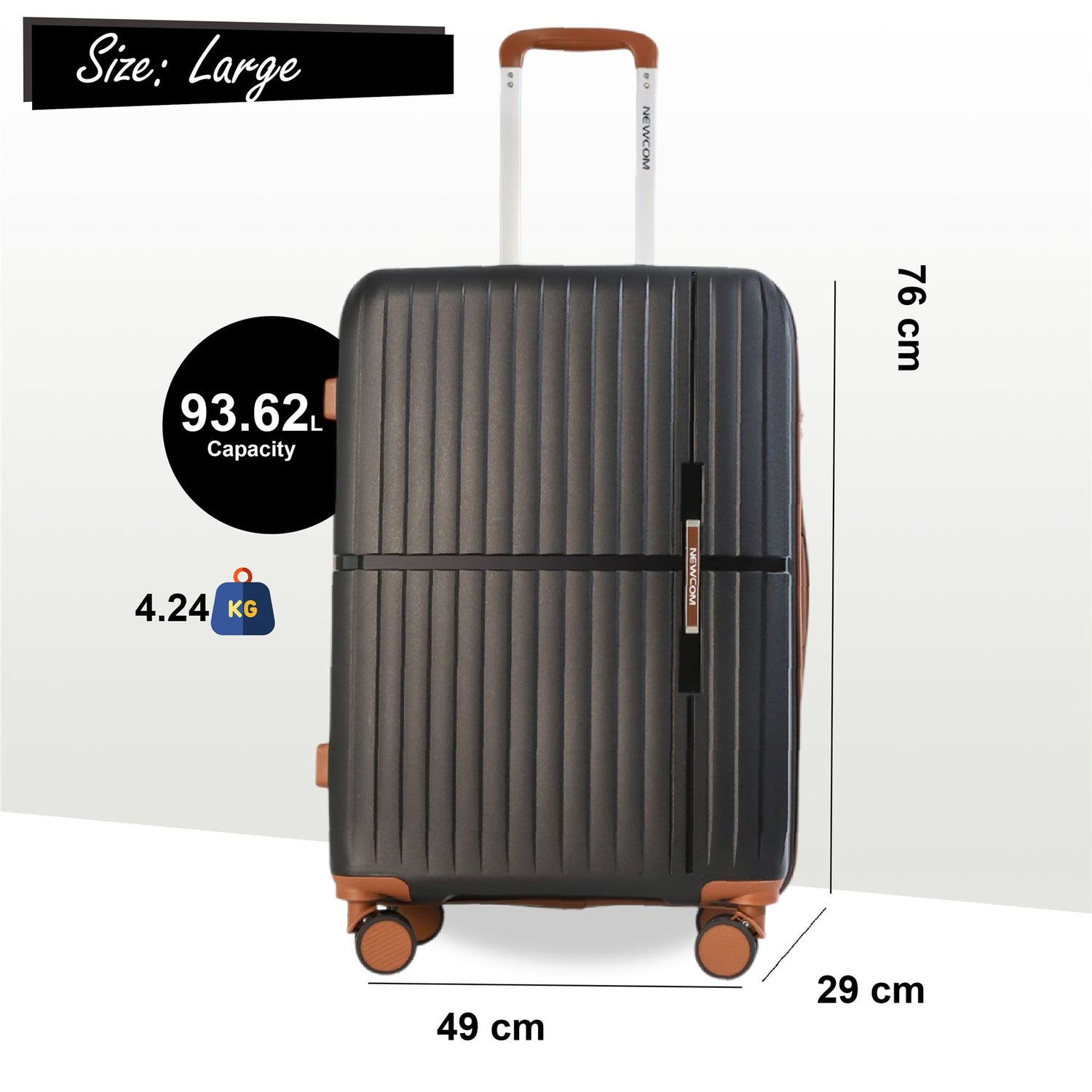 Corowa Large Hard Shell Suitcase in Black