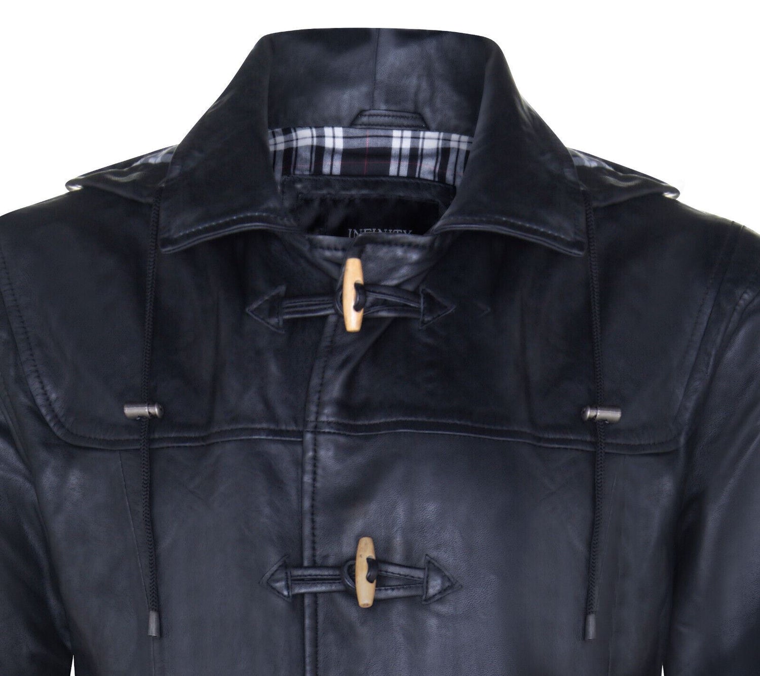 Mens 3/4 Length Leather Duffle Classic Coat-Ferryhill