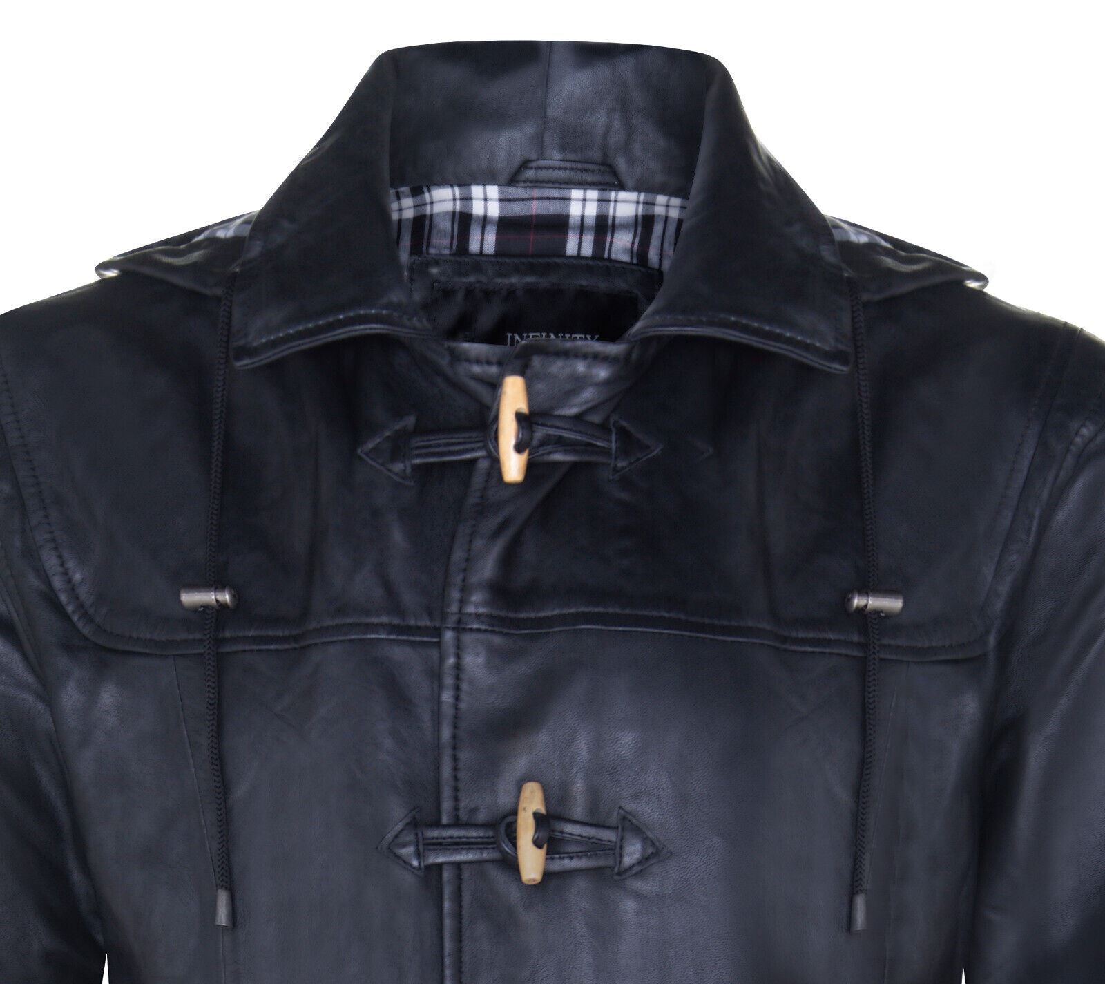Mens 3/4 Length Leather Duffle Classic Coat-Ferryhill