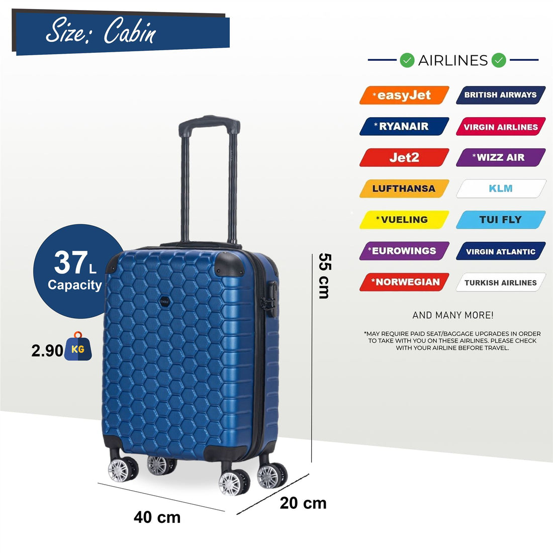 Noda Cabin Hard Shell Suitcase in Blue