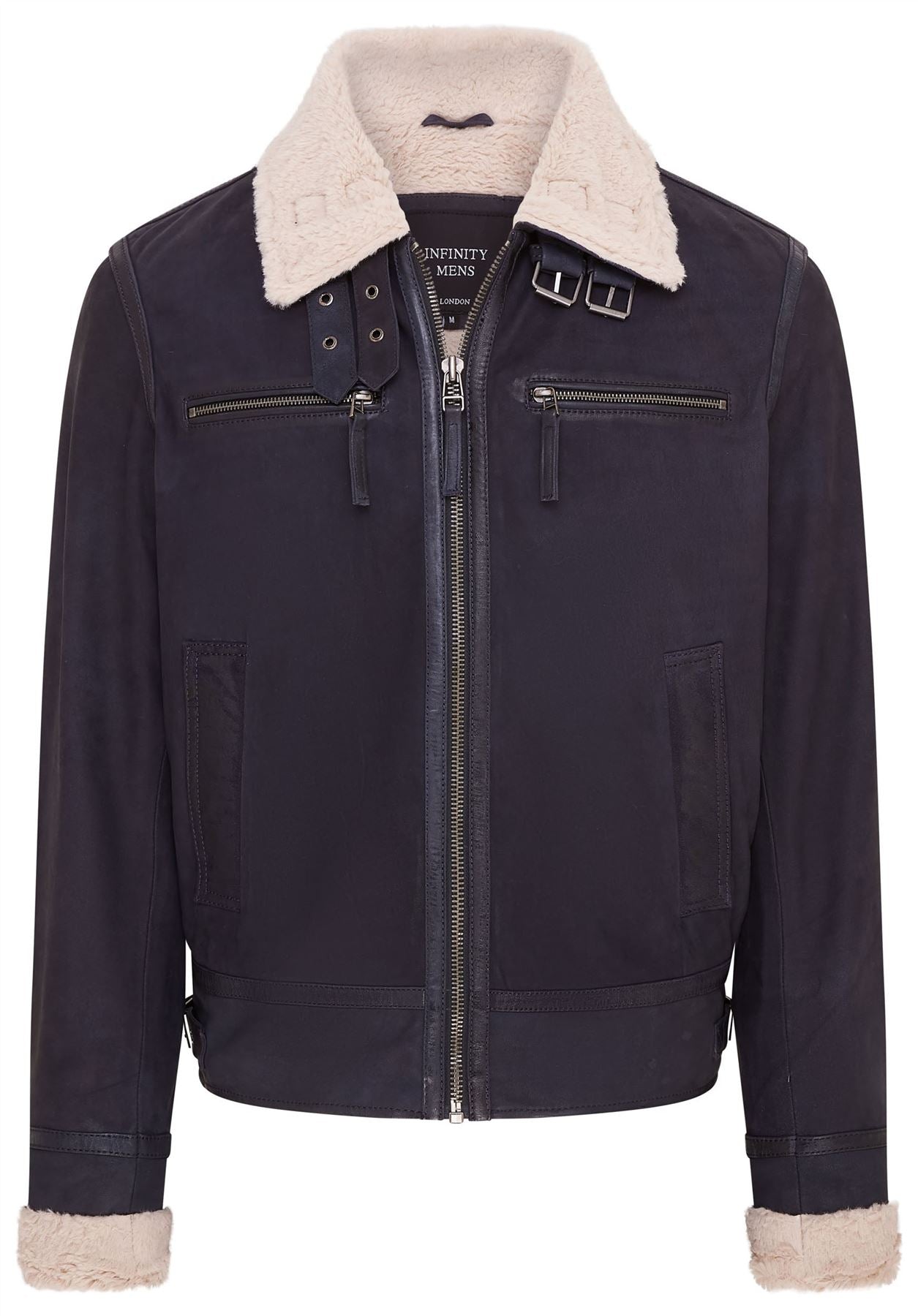 Mens Real Sheep Suede Bomber Aviator Jacket - Sandnes