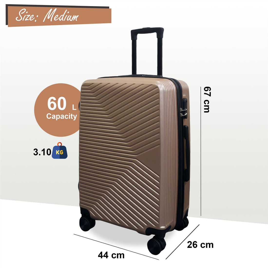 Junee Medium Hard Shell Suitcase in Gold