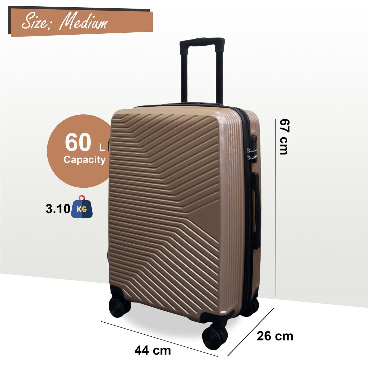 Junee Medium Hard Shell Suitcase in Gold
