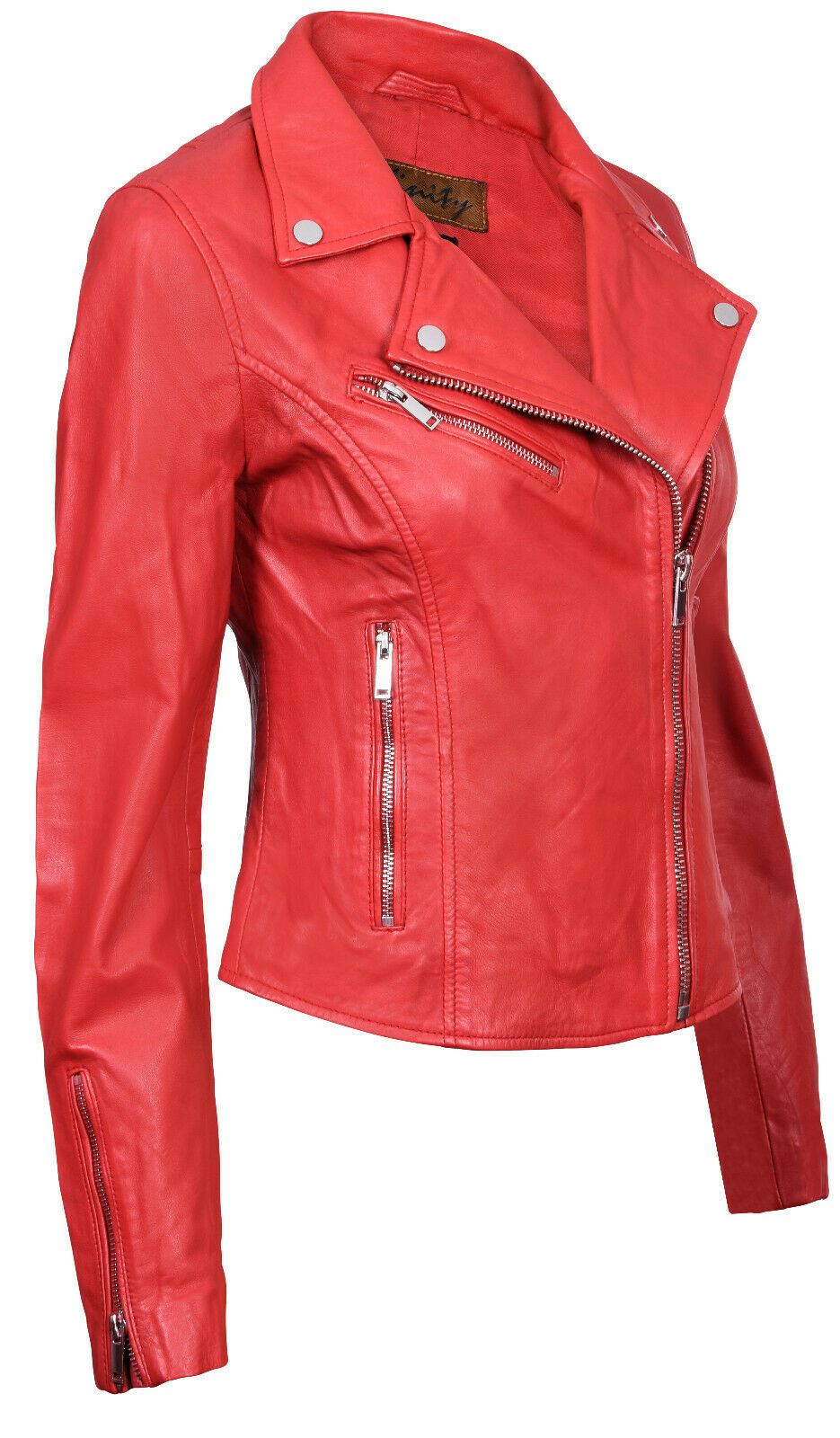 Womens Classic Leather Brando Biker Jacket-Loughton