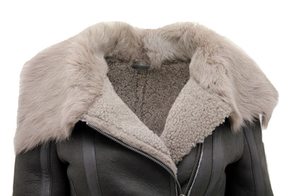 Womens Shearling Grey Toscana Flying Jacket-Polegate