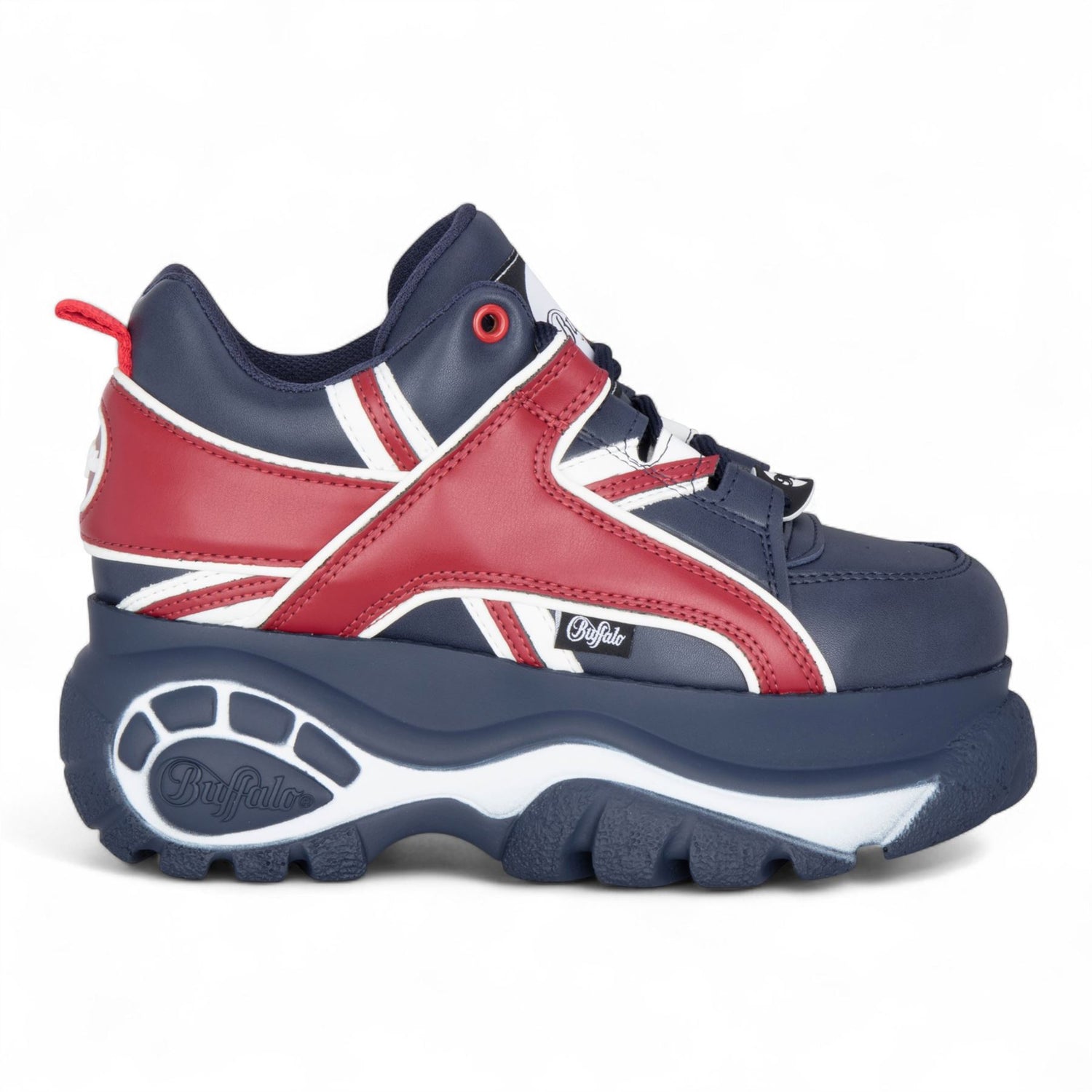 Buffalo Womens Blue Red Chunky Platform Fashion Trainers - 1339-14