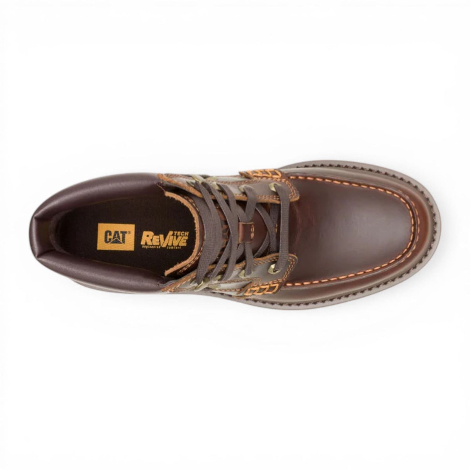 CAT (Caterpillar) Mens Tan Brown Leather Hiking Ankle Boots - Colorado Boat-Mid