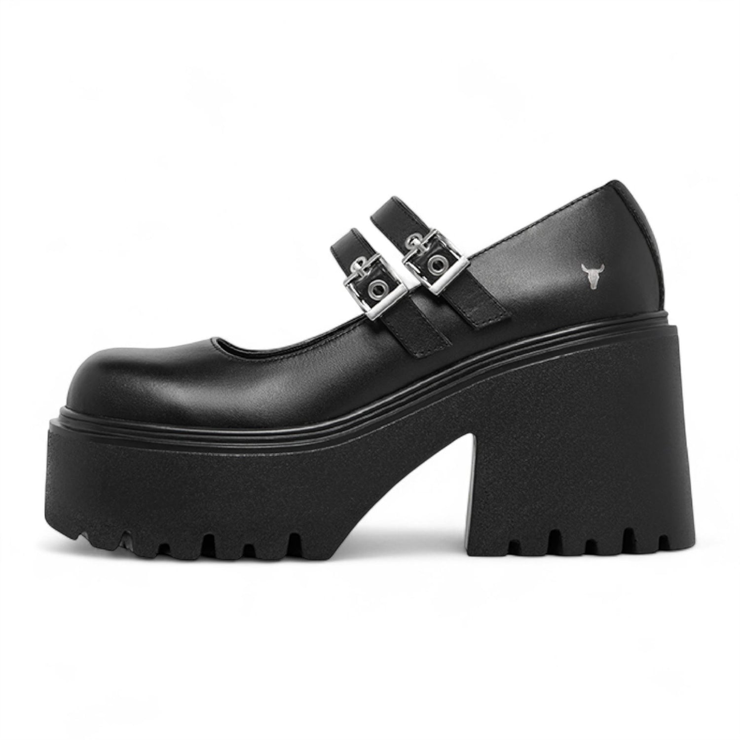 Windsorsmith Womens Black Leather Chunky Platform Mary-Jane Heel Shoes - Lessons