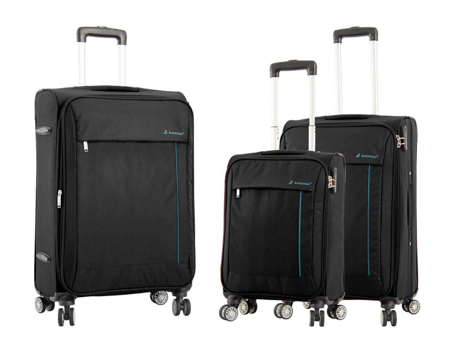 Carrollton Set of 3 Soft Shell Suitcase in Black