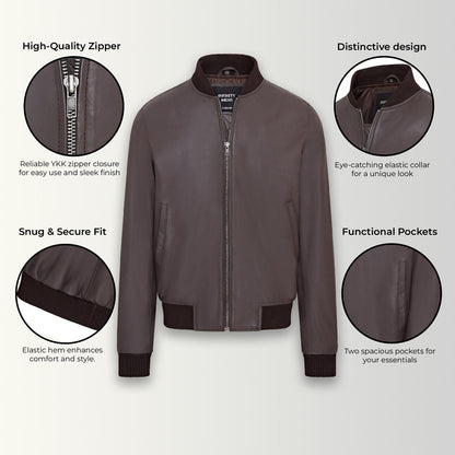 Mens Soft Leather MA-1 Varsity Bomber Jacket  - Uppingham