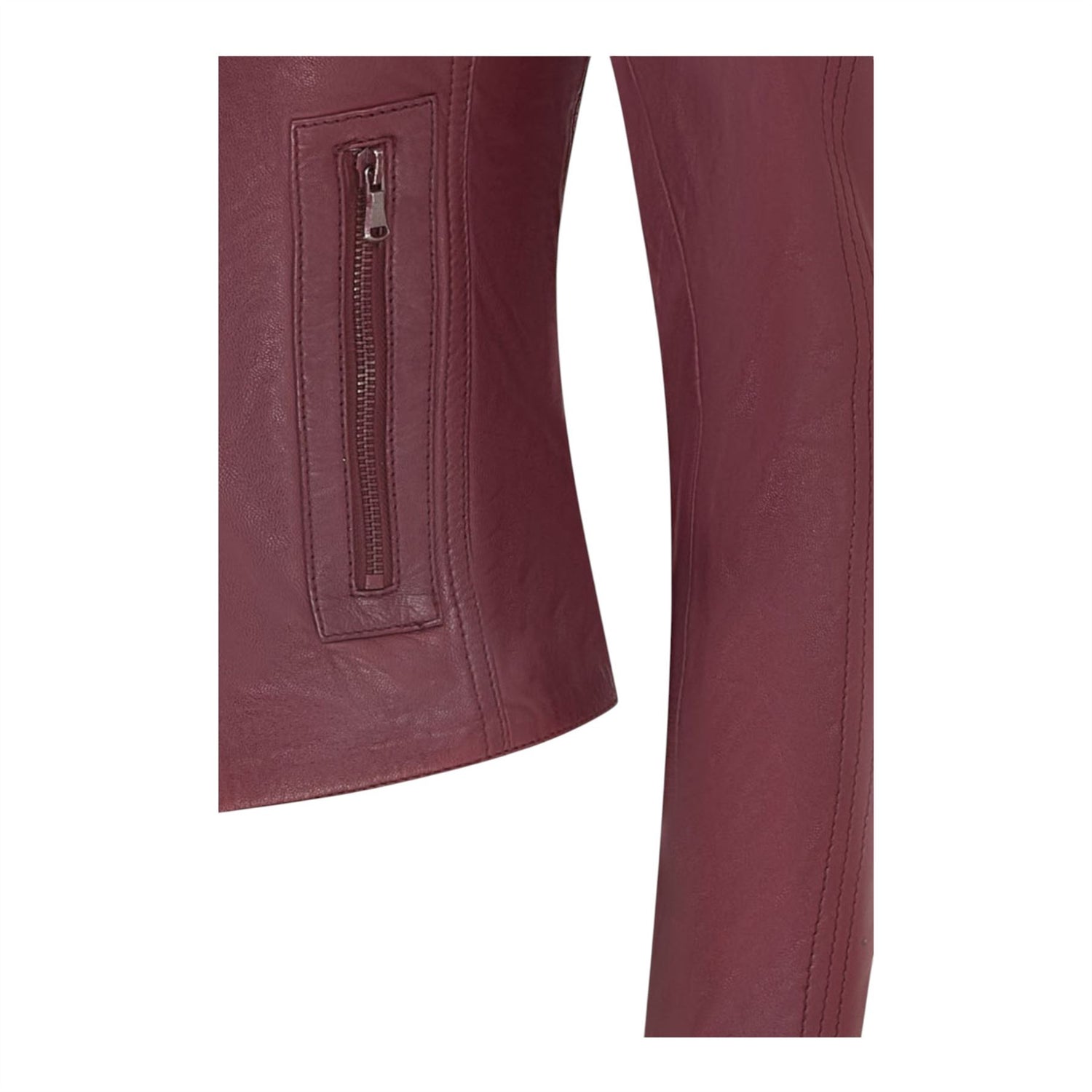 Womens Slim-Fit Leather Biker Jacket-Maldon