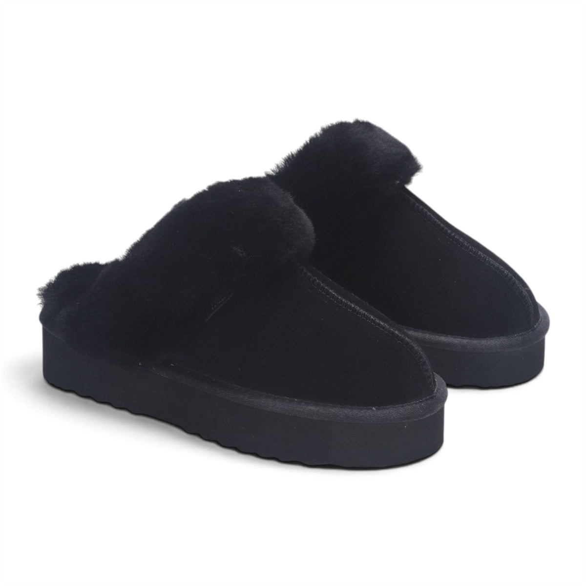 Womens Genuine Sheepskin Fur Mule Winter Slippers
