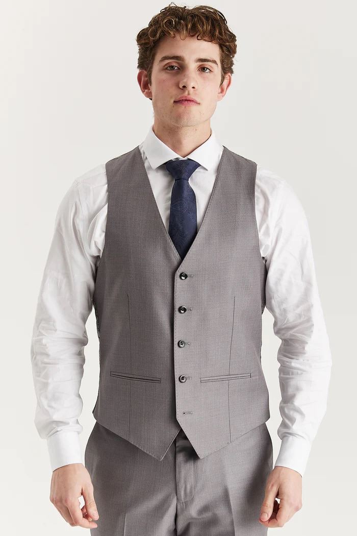 Men’s Grey Tailored Waistcoat Smart Formal Vest