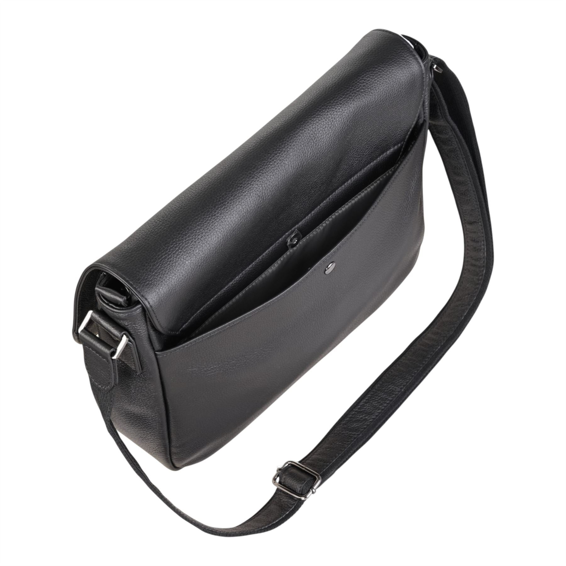 Genuine Leather Black Laptop Bag Travel Work Messenger Satchel - Camden