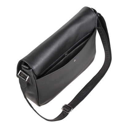 Genuine Leather Black Laptop Bag Travel Work Messenger Satchel - Camden